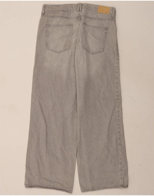 Damskie jeansy z szeroką nogawką Zara EU 38 Small W28 L32 Szara bawełna