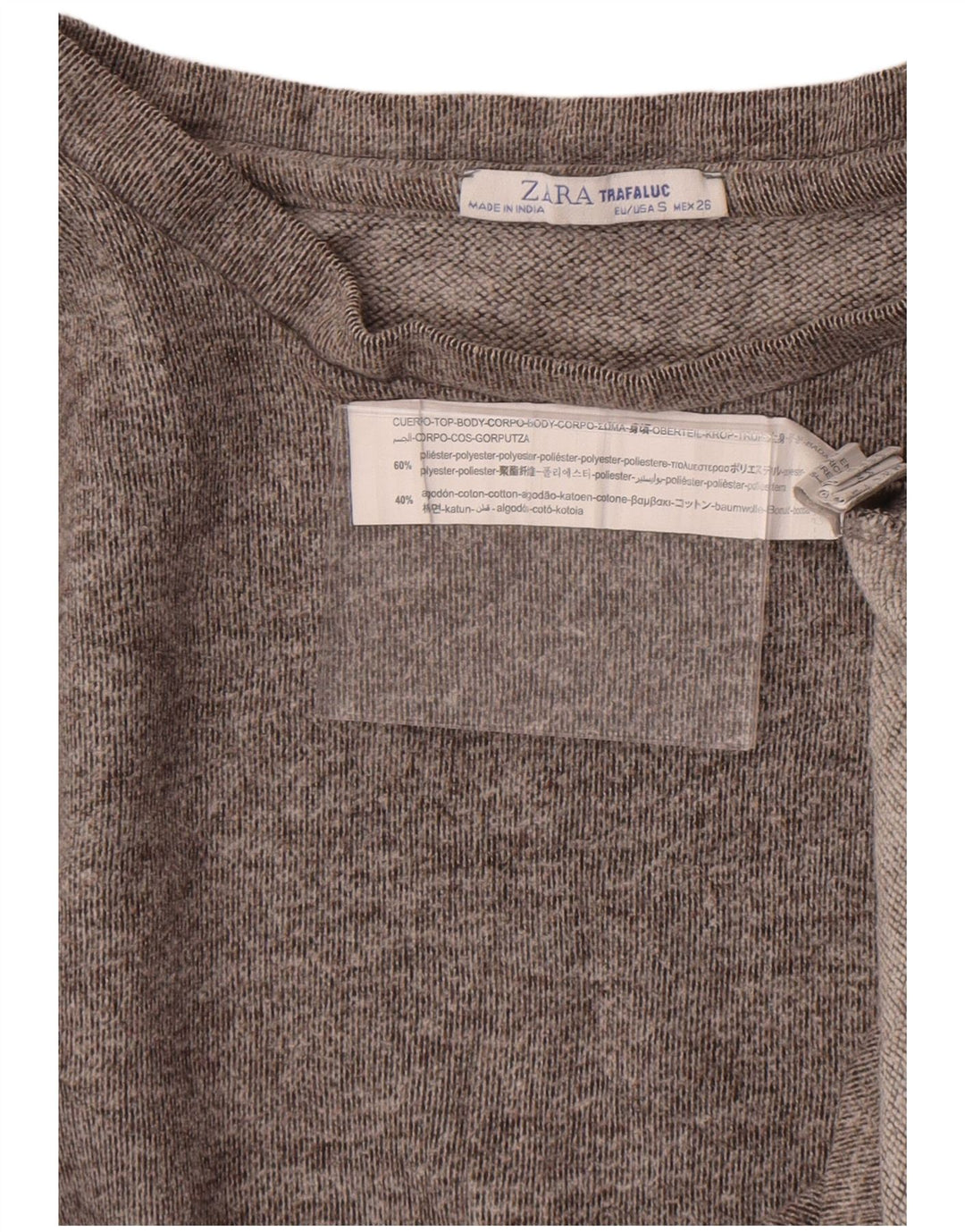 Damski top oversize z długim rękawem Zara UK 10, mały, szary, nakrapiany poliester