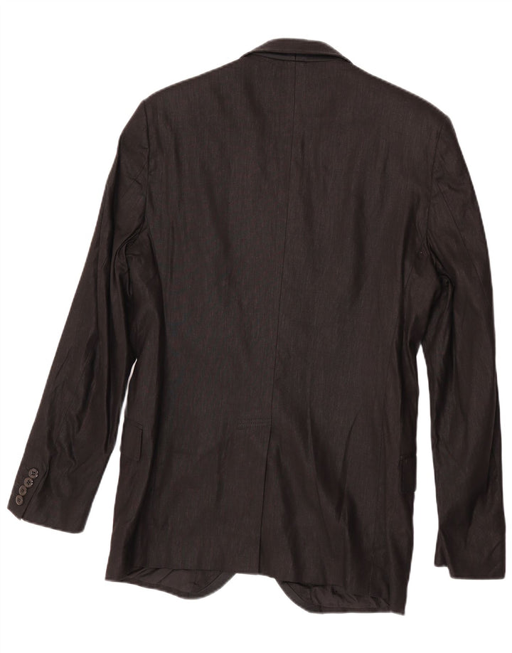 Męska marynarka zapinana na 2 guziki Versace IT 48 Średnia czarna lniana klasyczna