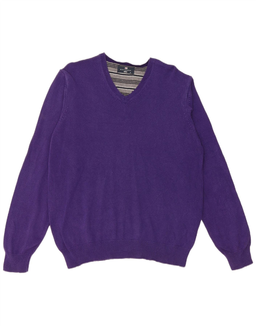Męski sweter Marks & Spencer Blue Harbor z dekoltem w kształcie litery V, średni fiolet
