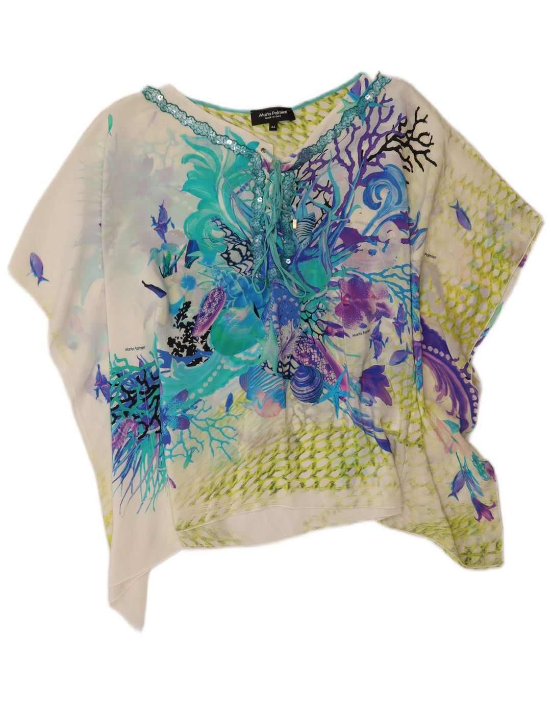 Damska bluzka ponczo Marta Palmieri Top UK 12 Średni złamany biały jedwab