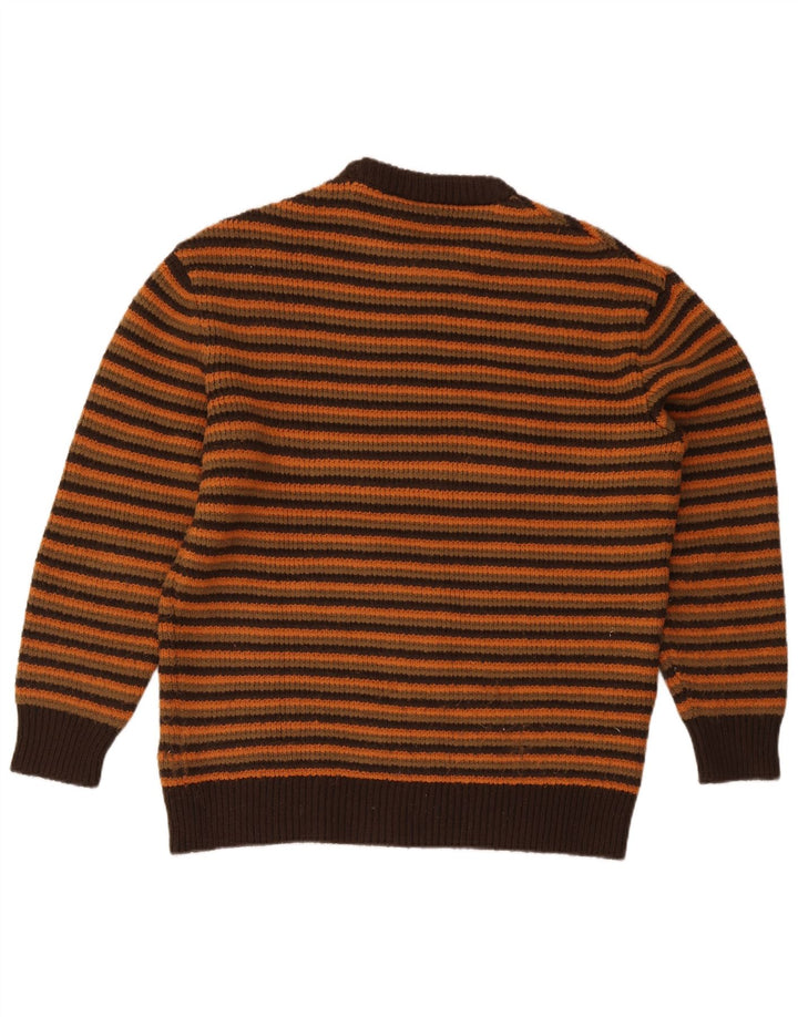 Męski sweter Zara z okrągłym dekoltem XL w brązowe paski