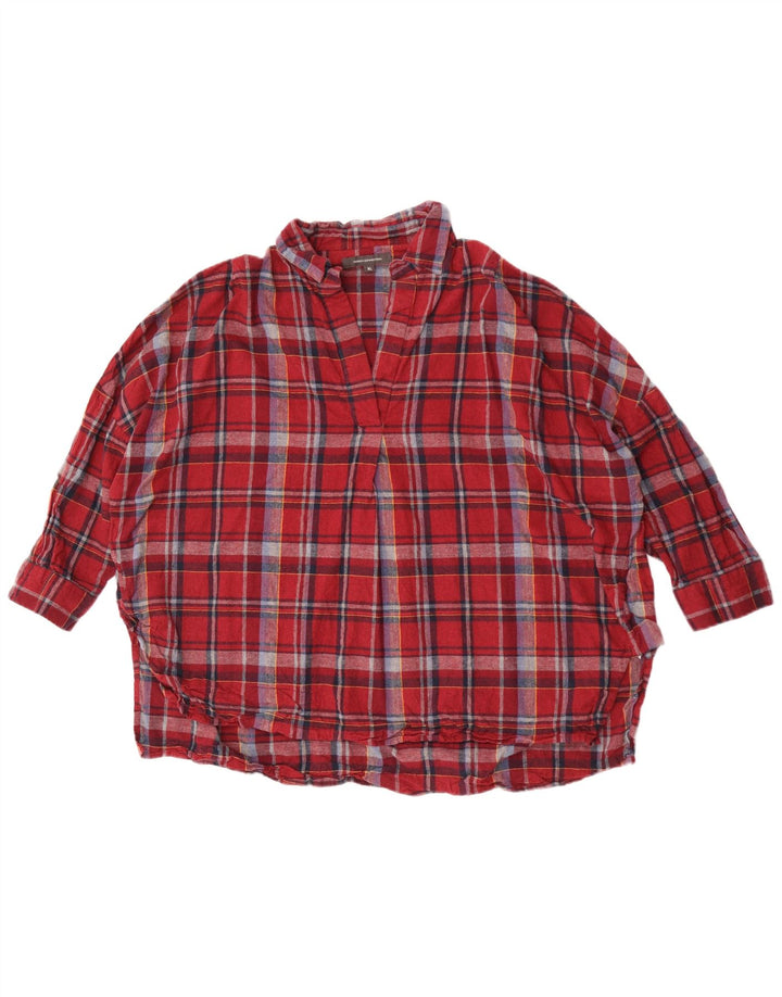Damska koszula pulowerowa z rękawem 3/4 French Connection UK 18 XL w czerwoną kratkę