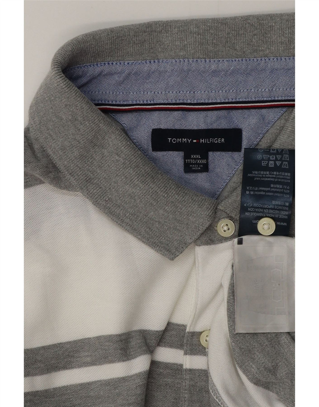 Męska koszulka polo do rugby TOMMY HILFIGER 3XL, szara, bawełniana w paski