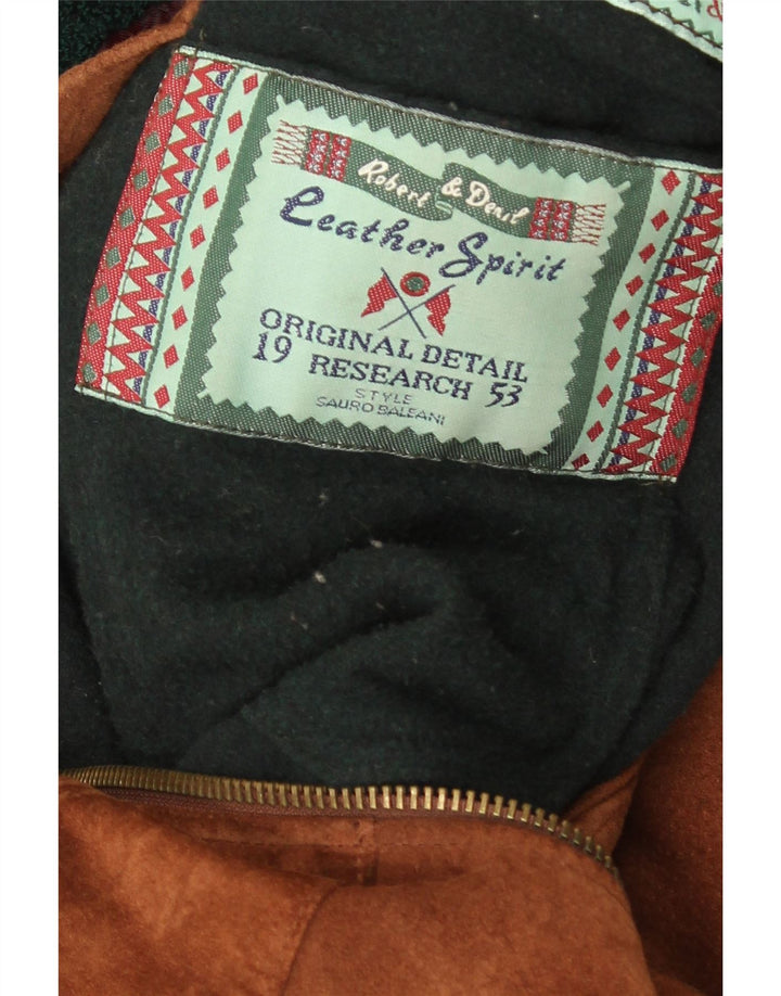 Vintage męski zamszowy płaszcz UK 40 duży brązowy