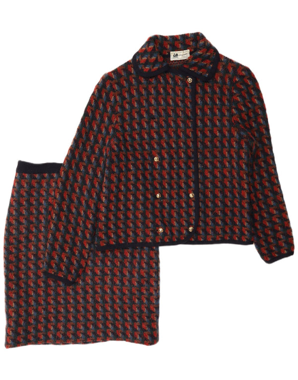 Vintage damski zestaw dwuczęściowych spódnic z dzianiny UK 14 Medium W28 Red Houndstooth