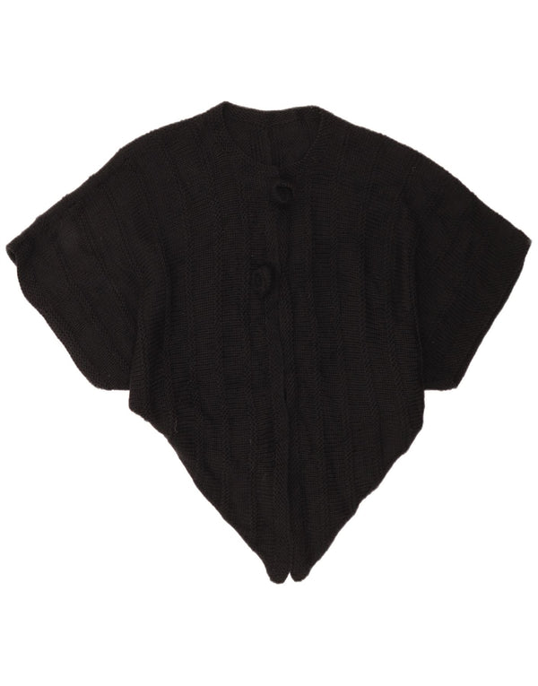 Vintage damski asymetryczny sweter poncho w jednym rozmiarze, czarny