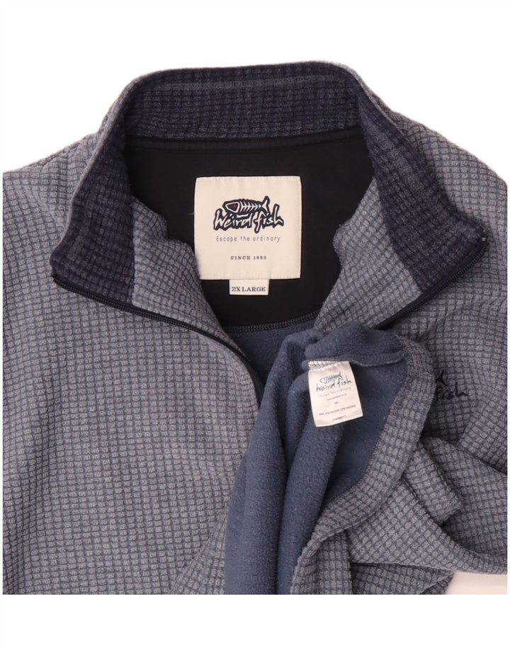 Męski sweter polarowy Weird Fish z zamkiem błyskawicznym, 2XL, poliester w niebieską kratkę