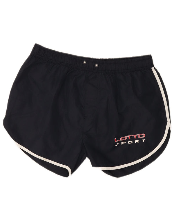 Lotto Womens Graphic Sport Shorts UK 14 Large Navy Blue Polyester