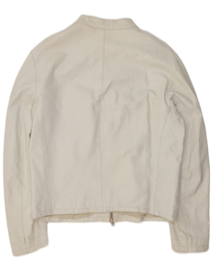 Vintage męska skórzana kurtka bomber UK 40 duża biała