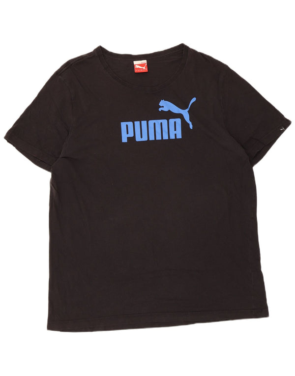 Męska koszulka z grafiką Puma, góra XL, czarna, bawełniana