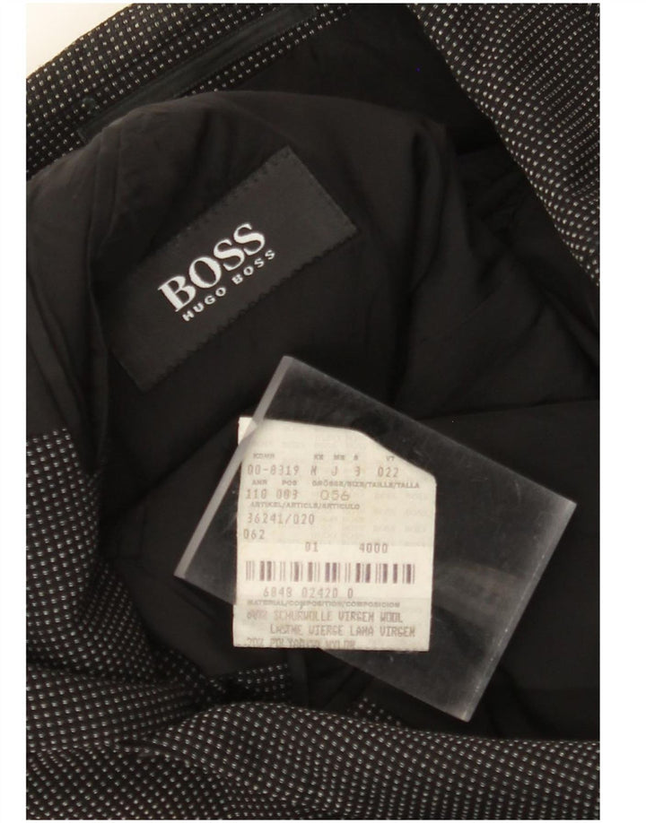 Męska marynarka zapinana na 3 guziki HUGO BOSS EU 56 3XL, czarna wełna w cętki