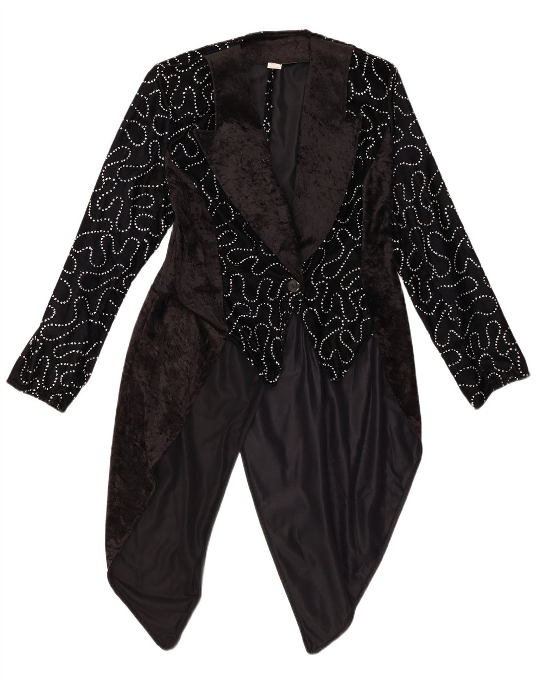 VINTAGE Damska marynarka frakowa w abstrakcyjny wzór IT 42 Średnia czerń