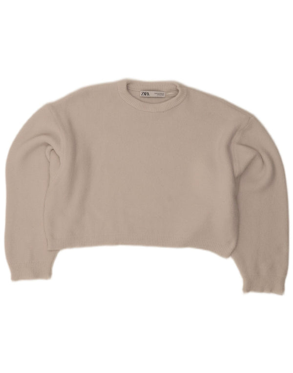 Damski sweter Zara Crop Oversize z okrągłym dekoltem UK 14 Średni szary