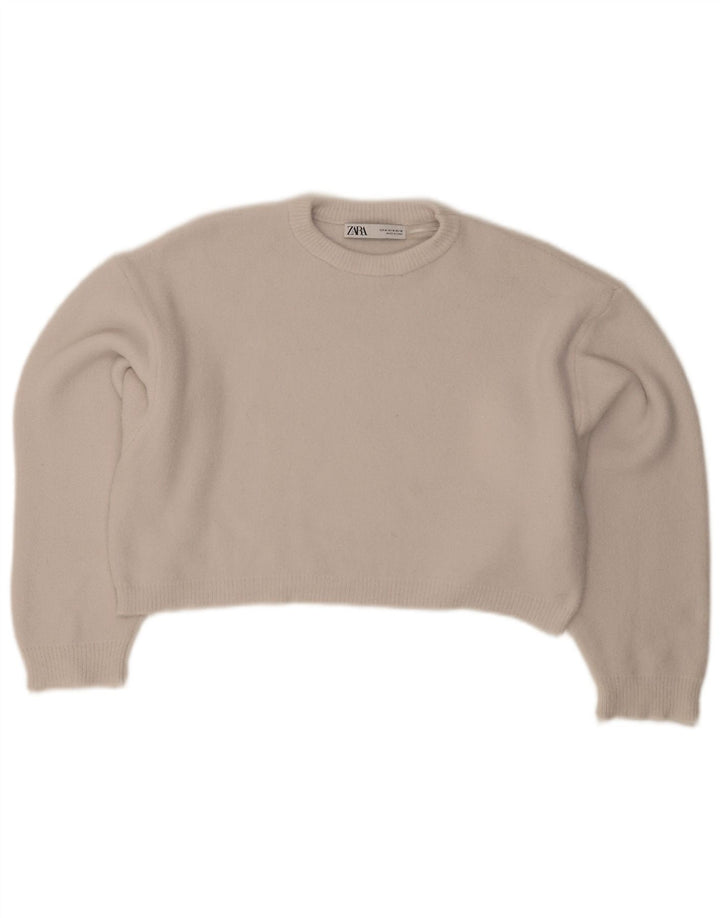 Damski sweter Zara Crop Oversize z okrągłym dekoltem UK 14 Średni szary