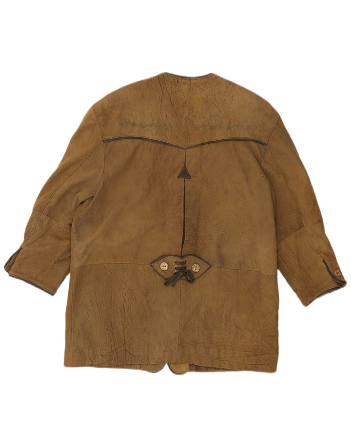 VINTAGE Damska skórzana marynarka z rękawem 3/4, EU 44 XL Khaki