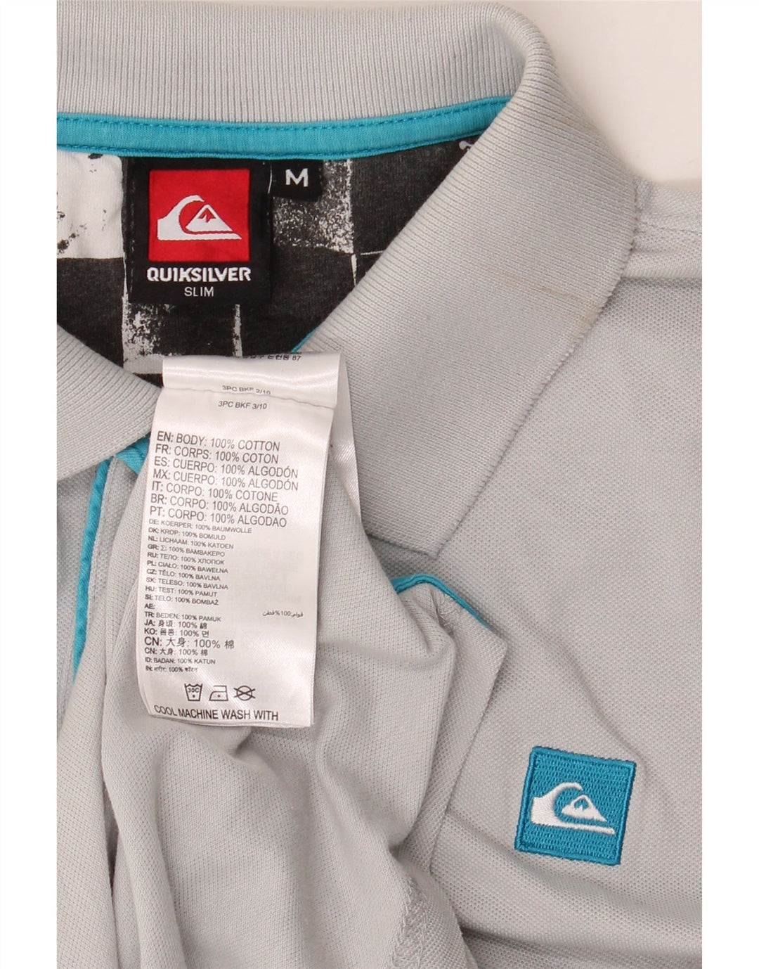 Męska koszulka polo Quiksilver Slim Fit, średnioszara, bawełniana
