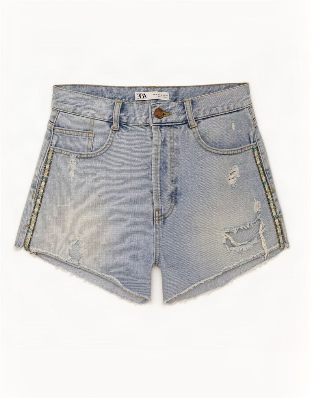 Damskie spodenki jeansowe Zara w trudnej sytuacji EU 38 Small W28 niebieskie