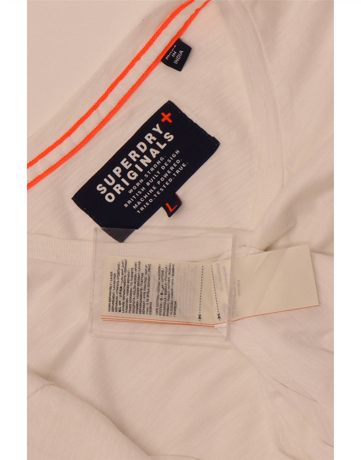 Superdry męski top z długim rękawem, duży, biały, bawełniany