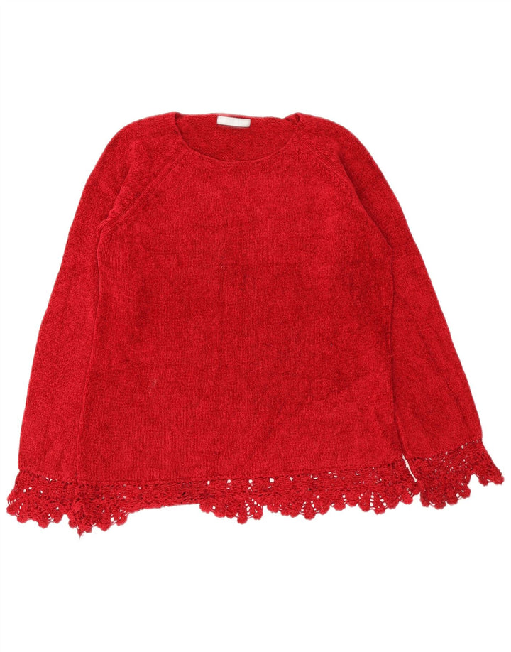 Damski sweter Marks & Spencer z okrągłym dekoltem, UK 14, średni czerwony wiskoza