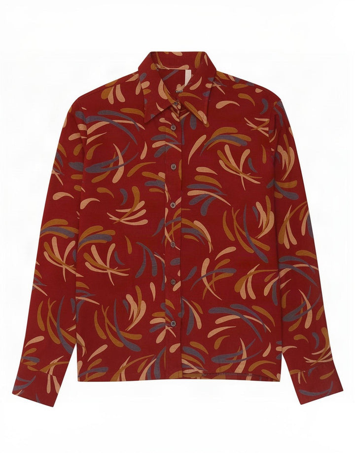 Koszula damska w stylu vintage w abstrakcyjny wzór IT 48 XL, czerwona akrylowa