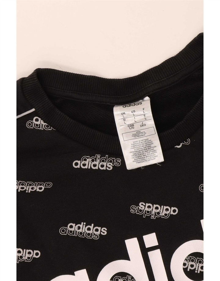 Adidas Męska bluza z grafiką, duża, czarna, bawełniana