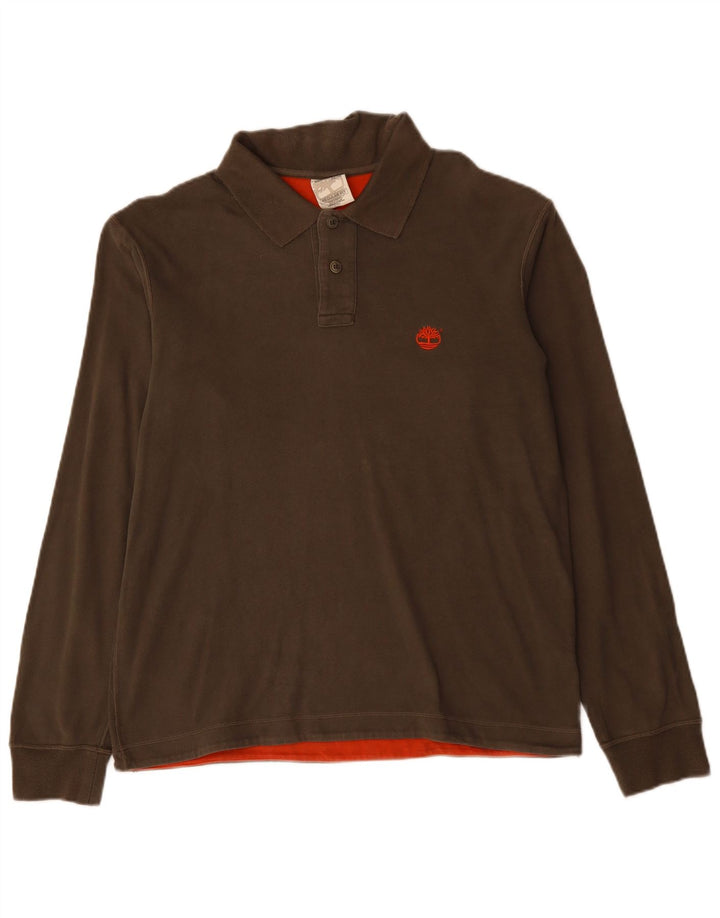 Męska koszulka polo TIMBERLAND o regularnym kroju z długim rękawem, średnia bawełna khaki