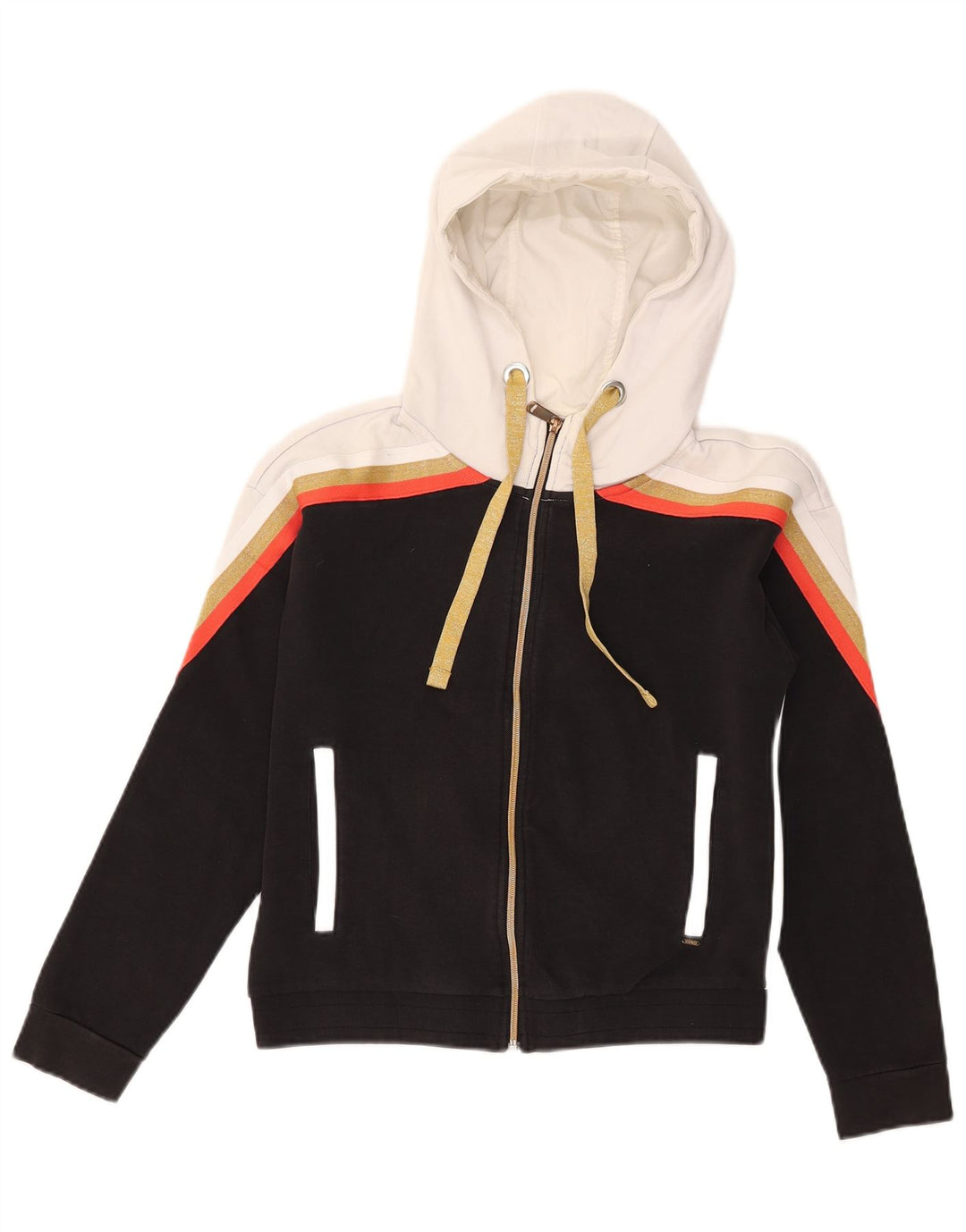 Damski sweter z kapturem i zamkiem GAS UK 14, bawełna w kolorze średniej czerni