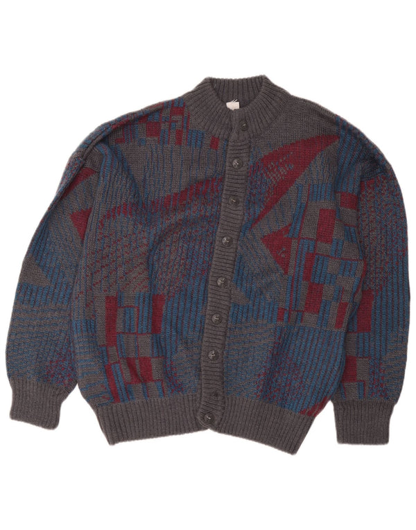 Sweter męski w stylu vintage IT 54 XL Szara, geometryczna wełna