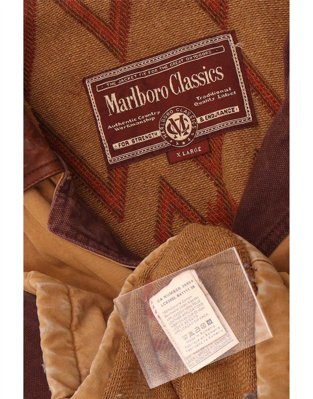 Męska kurtka wiatrówka Marlboro Classics UK 42 XL, brązowa, bawełniana