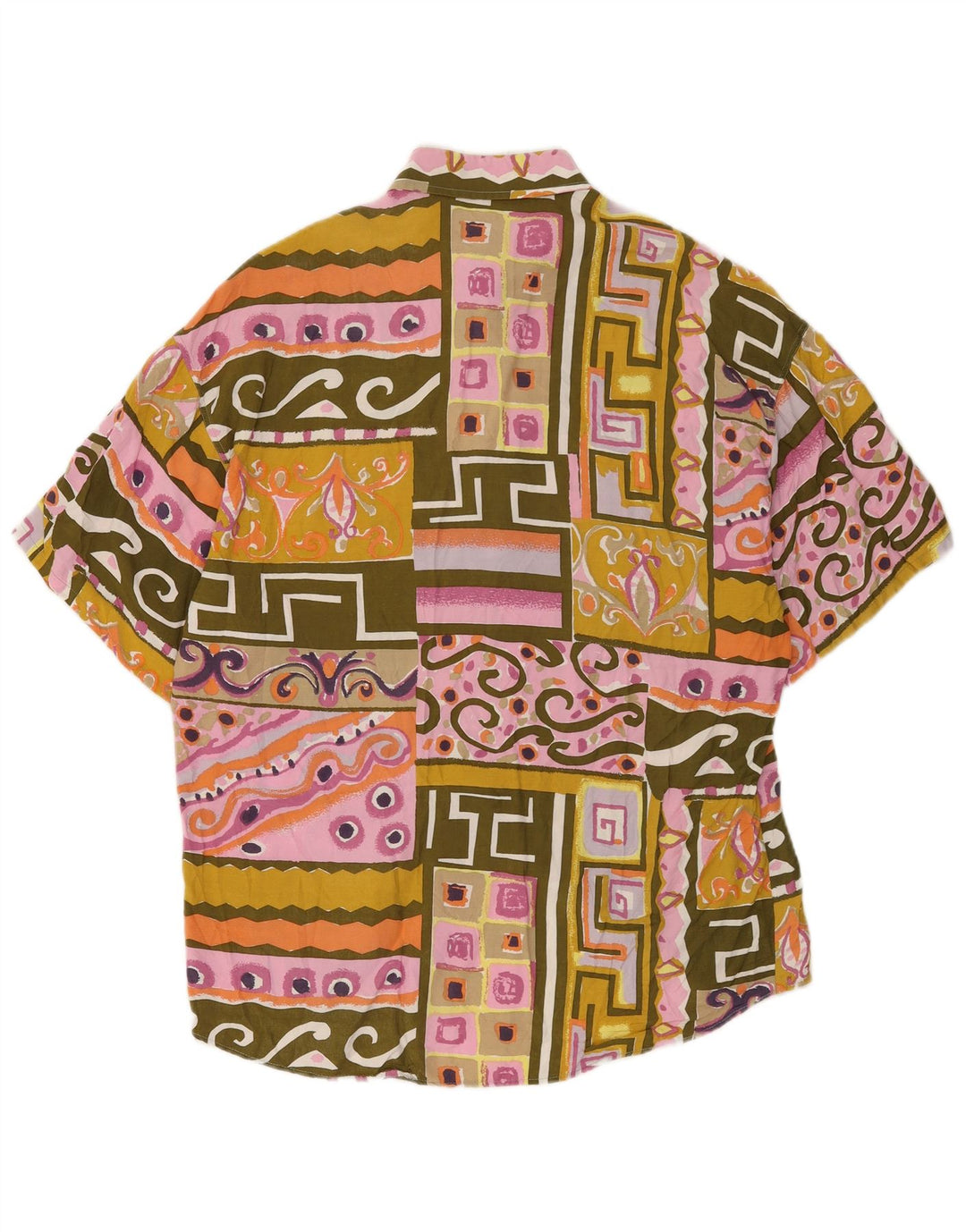 Koszula męska z krótkim rękawem w stylu vintage, duża, wielobarwna, patchworkowa wiskoza