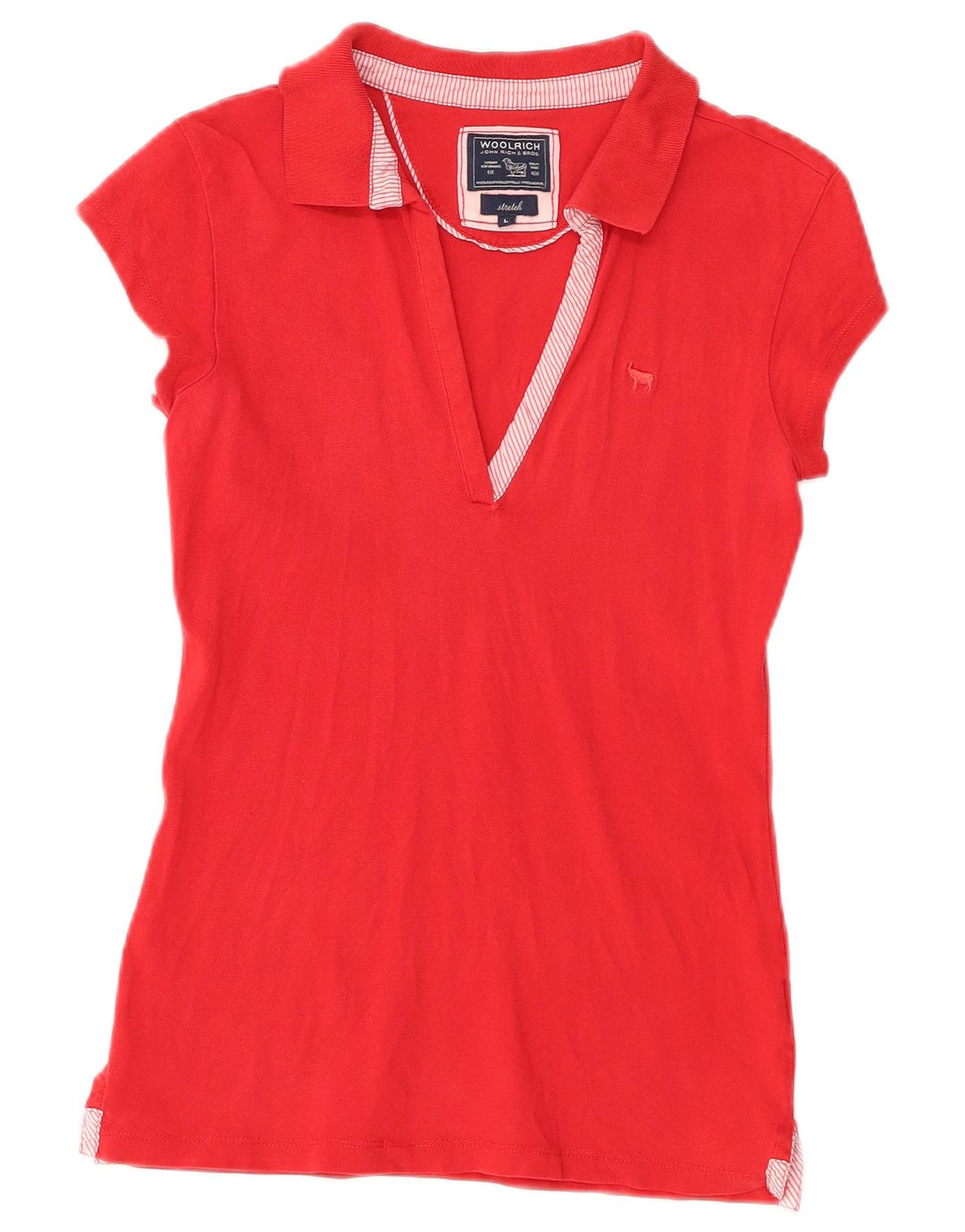 Damska koszulka polo Woolrich Stretch UK 14, duża, czerwona bawełna