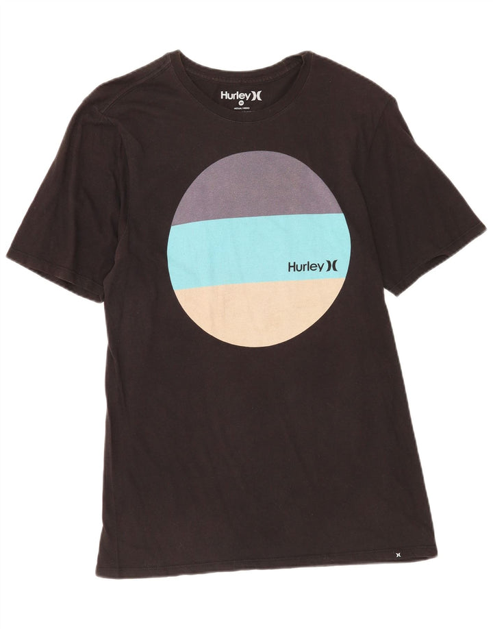 Męski T-shirt z grafiką Hurley, średni czarny, bawełniany