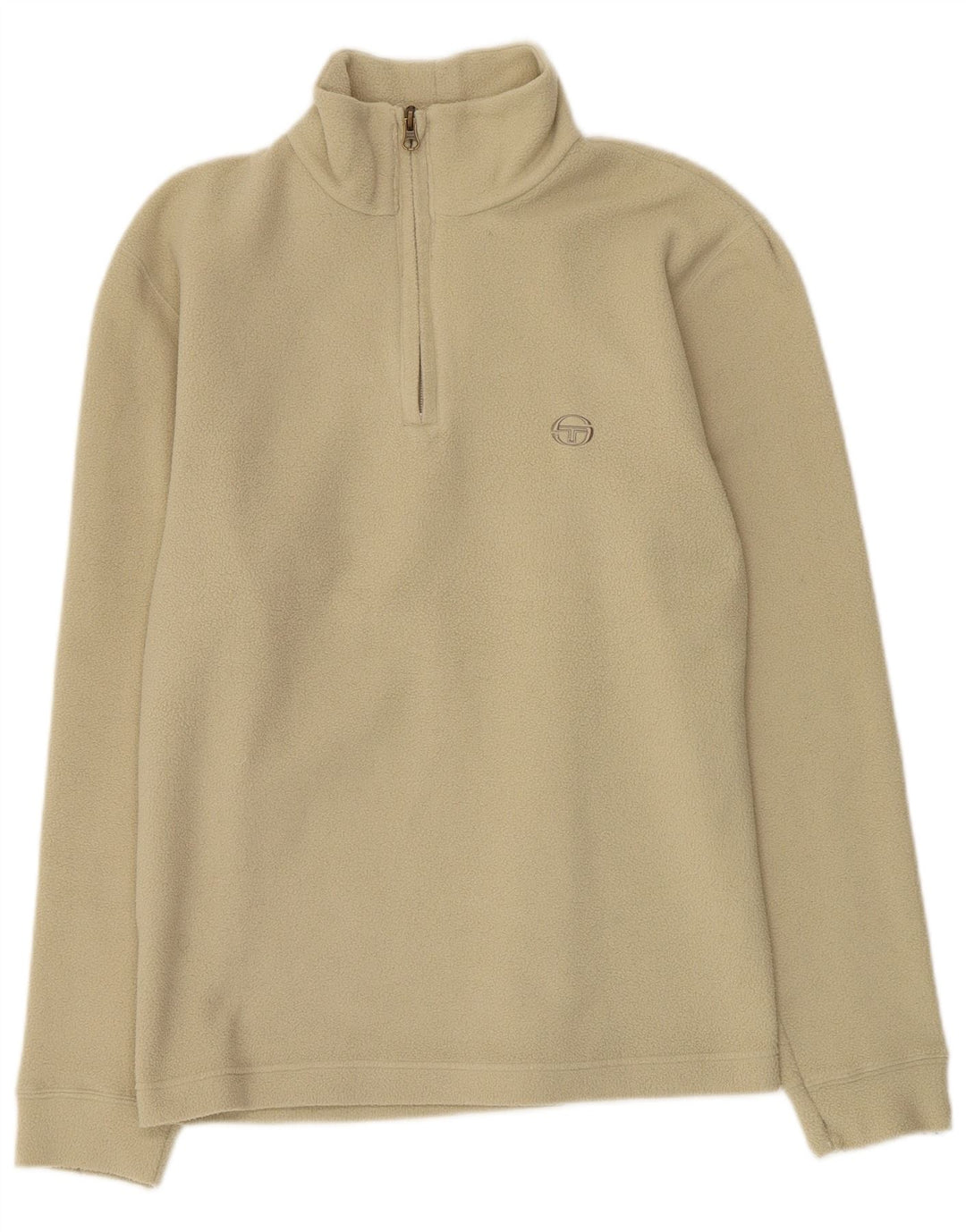 Vintage damski sweter polarowy z zamkiem błyskawicznym, średni zielony