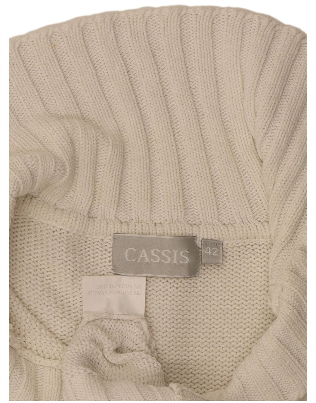 VINTAGE Womens Oversized Polo Neck Jumper Sweater EU 42 Large Off White