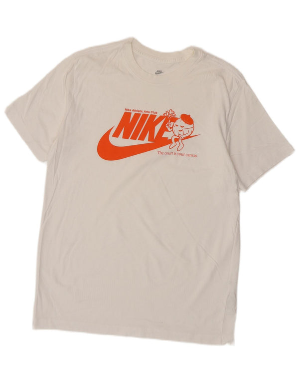 NIKE Mens Graphic T-Shirt Top Medium Off White Cotton