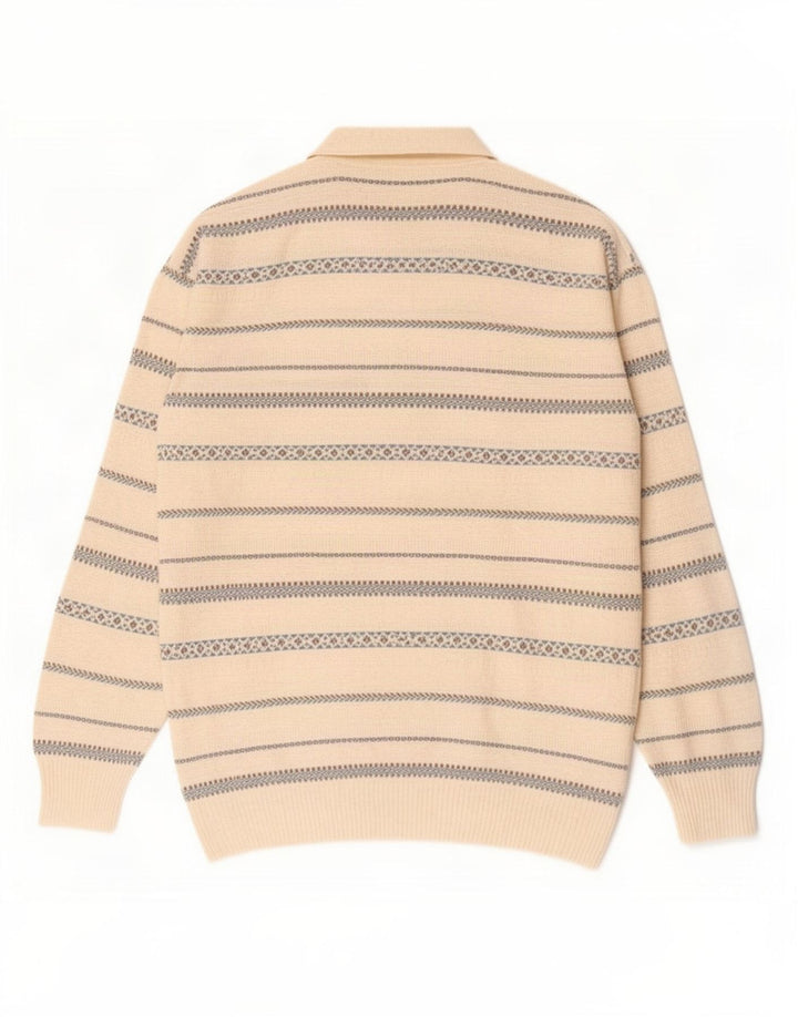 Vintage męski sweter polo w średnie białe paski