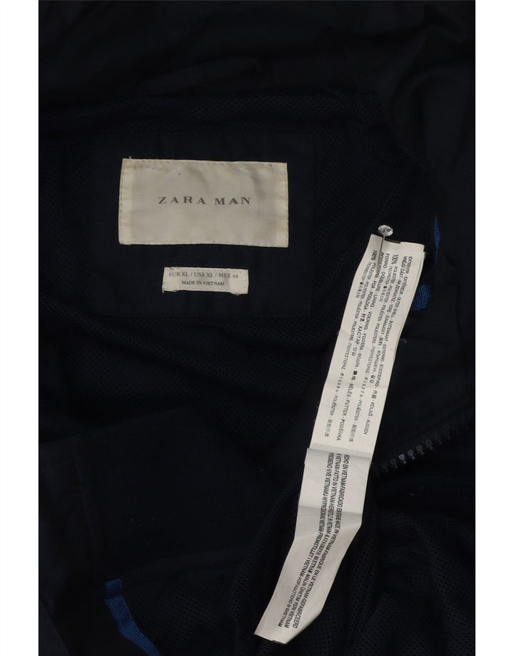 Męska kurtka bomberka z kapturem Zara UK 42 XL, granatowa, poliester