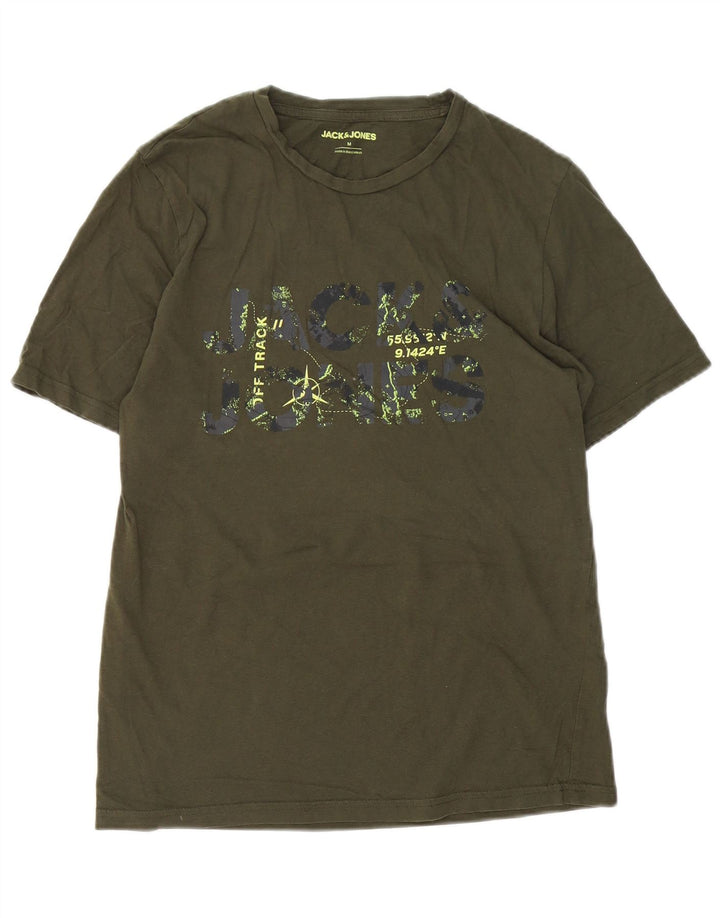 Męska koszulka z grafiką Jack & Jones, średnia, bawełniana khaki