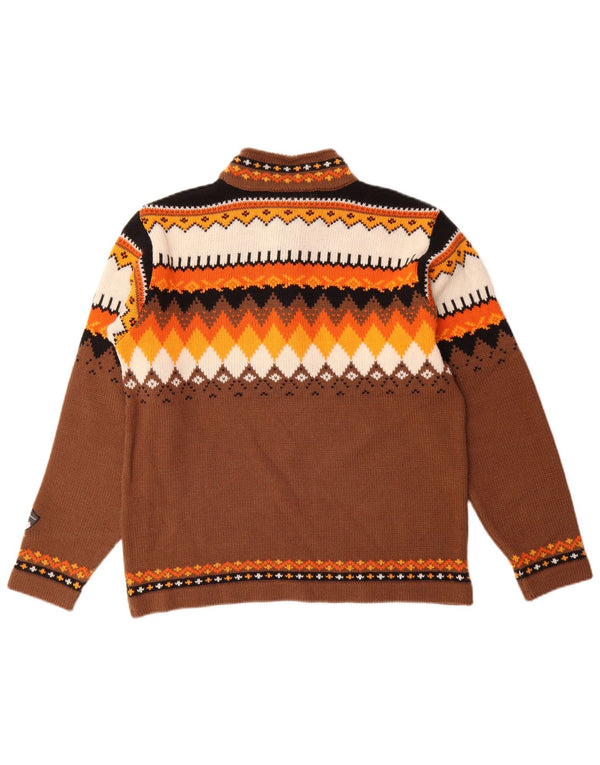 Męski sweter z zamkiem Campagnolo Średni brązowy, geometryczny wełniany