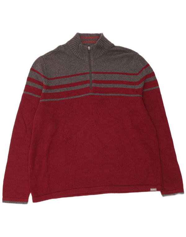 Eddie Bauer Męski sweter z zamkiem błyskawicznym XL, bawełniany w kolorze czerwonym