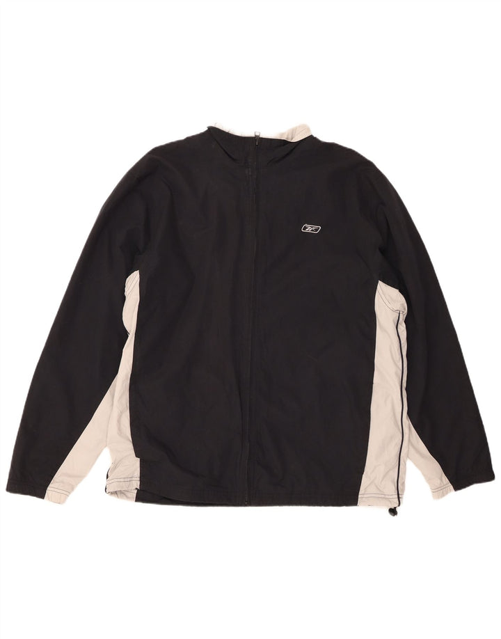 Męska kurtka dresowa REEBOK, średnia czarna, poliester w blokach kolorystycznych