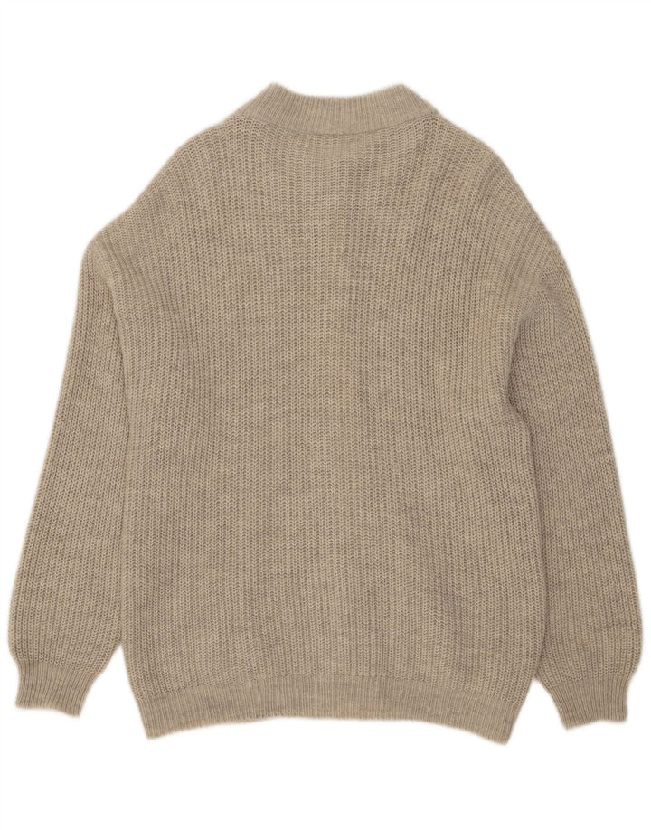 Sweter męski w stylu vintage, średnioszary, akrylowy