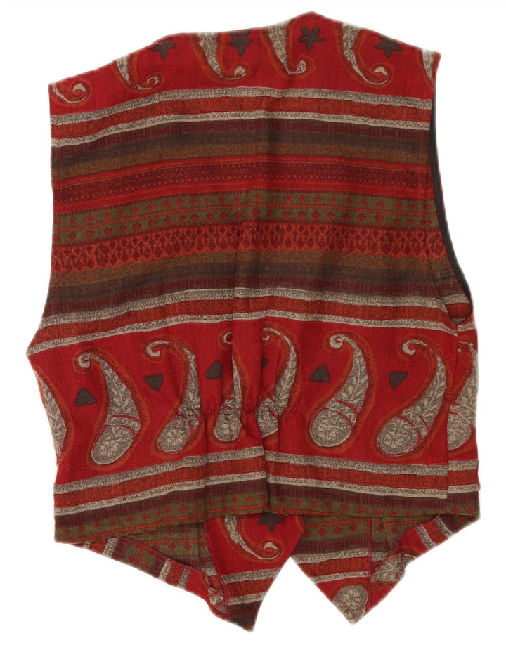 Kamizelka damska w stylu vintage IT 44, średni bordowy poliester Paisley