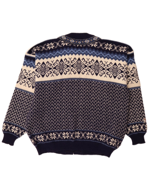 Męski sweter rozpinany Nordstrikk o regularnym kroju XL, granatowy Fair Isle