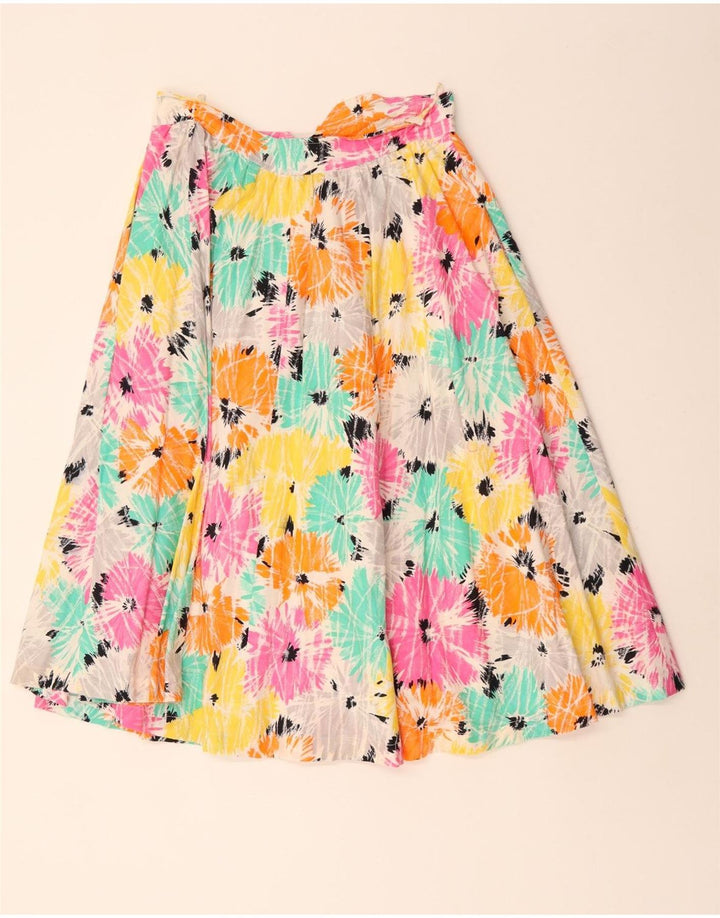 Damska spódnica w kształcie litery A w stylu vintage EU 40 Średnia W30 Wielokolorowa bawełniana w kwiaty