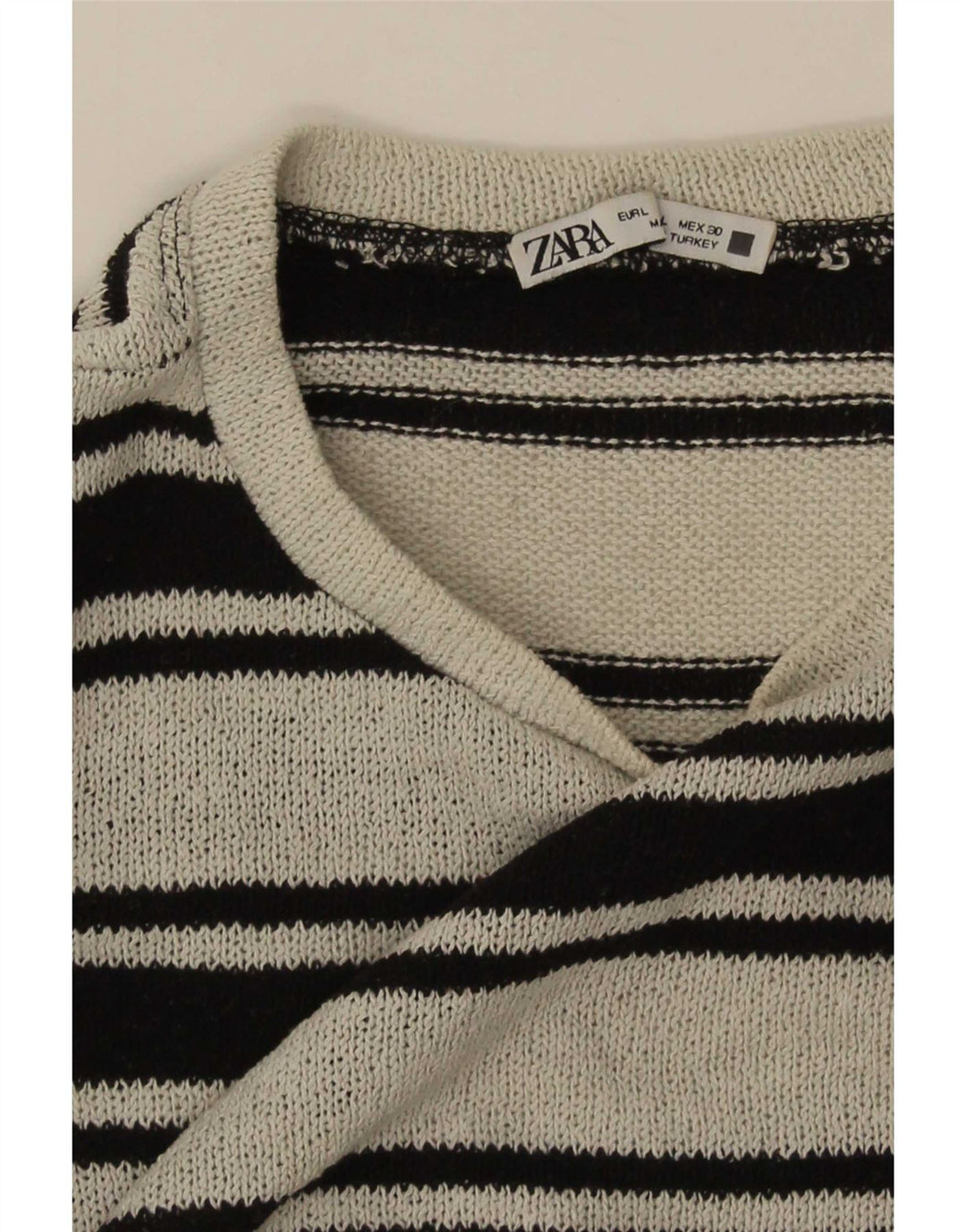 Damski krótki top oversize Zara z długim rękawem UK 16, duże czarne paski