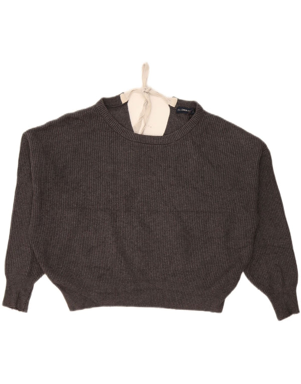 Damski sweter Zara Crop Oversize z dekoltem w łódkę UK 10 Small Grey