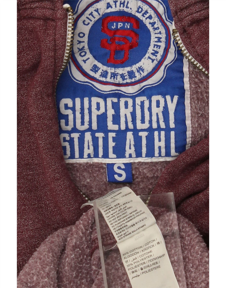 SUPERDRY Męski sweter z kapturem i zamkiem błyskawicznym, mały, bordowy, bawełniany