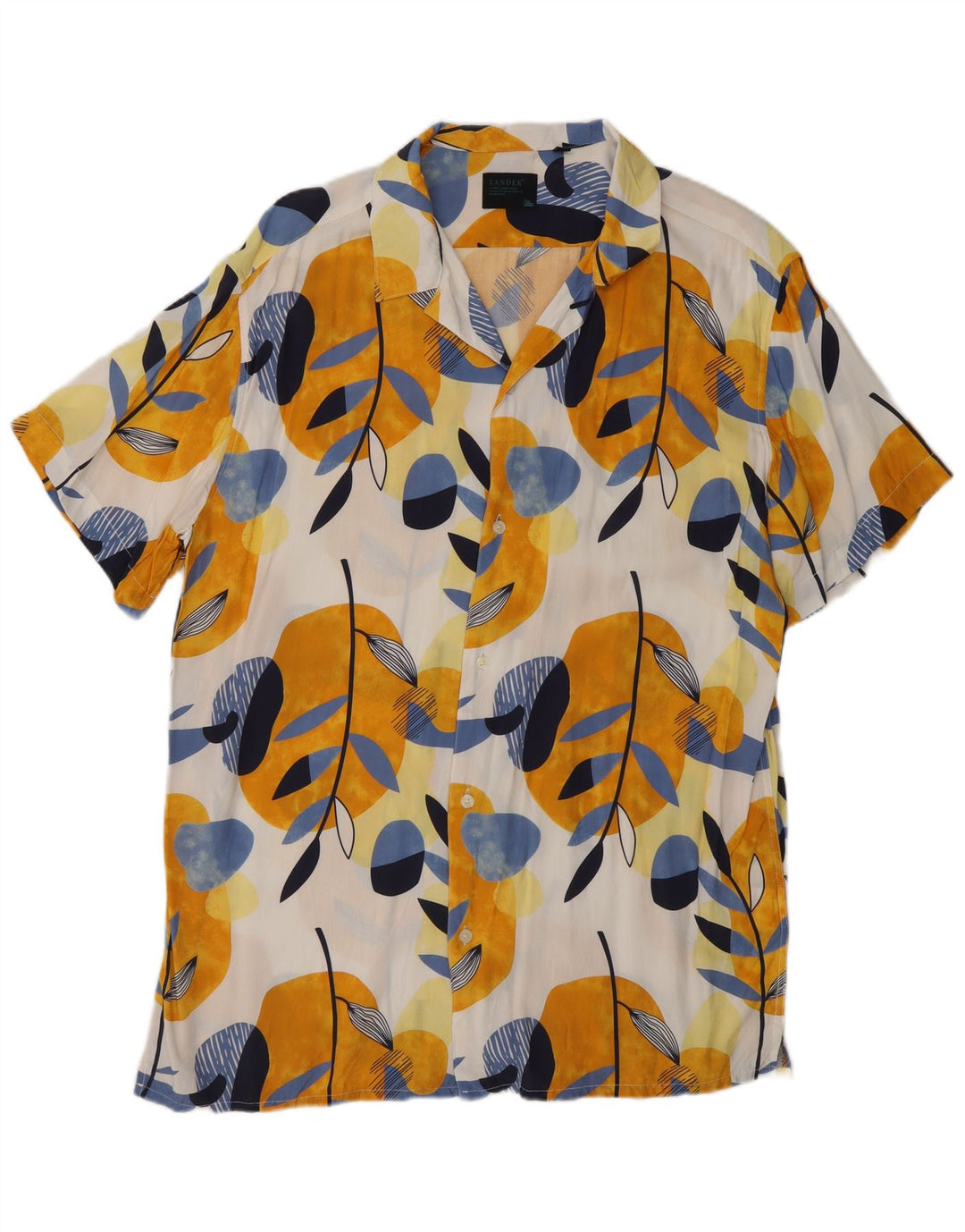 Koszula męska z krótkim rękawem w stylu vintage 2XL wielokolorowa wiskoza w kwiaty